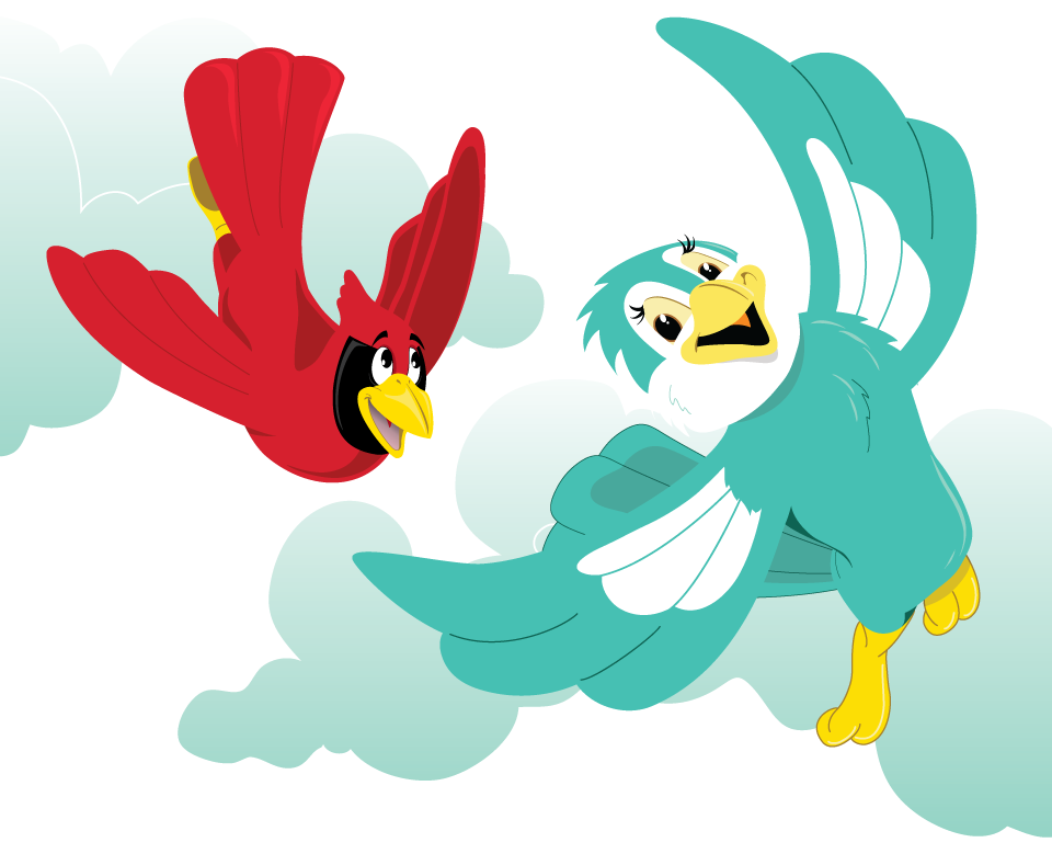 Reggie flying high with Betty the Bluebird
